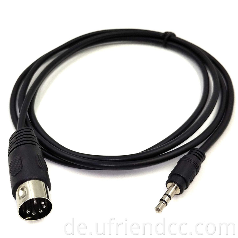 Hochwertige schwarze PVC Stereo Audio 3,5 mm Buchse bis 5 Pin DIN -Kabel